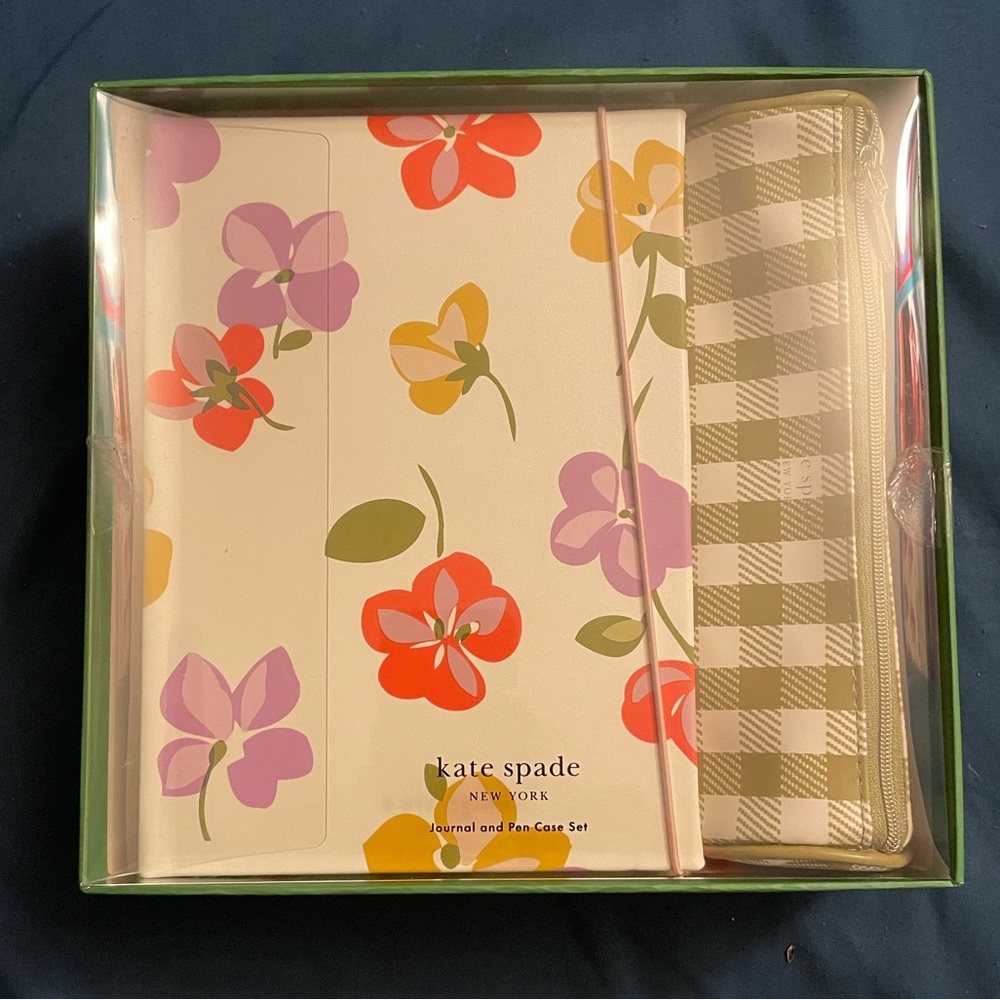 Kate Spade Spring Pansies Notebook and Pen Case Gift Set for Women